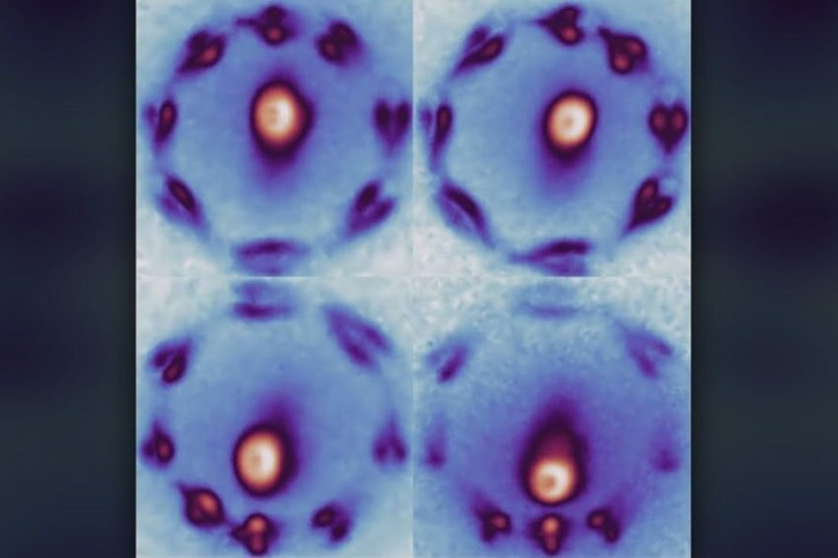 Confocal microscope image of waveguided photoluminescence in a hexagonal boron...