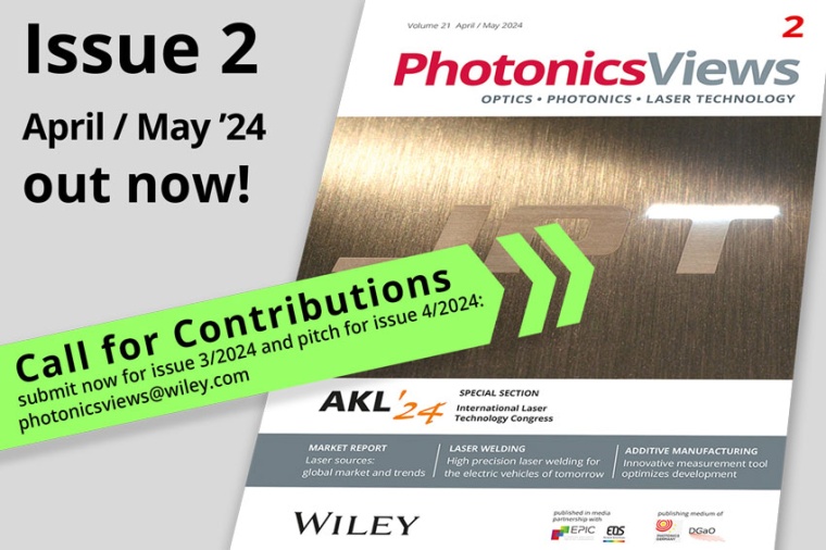 PhotonicsViews issue 2/2024 is out (Source: Wiley-VCH)