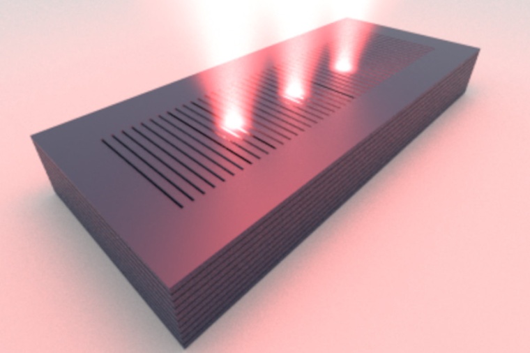 Illustration of subwavelength grated waveguide supporting polariton droplets....