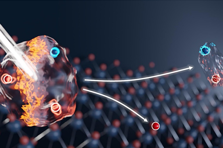 A strong light pulse in the terahertz range separates charged luminous trions...