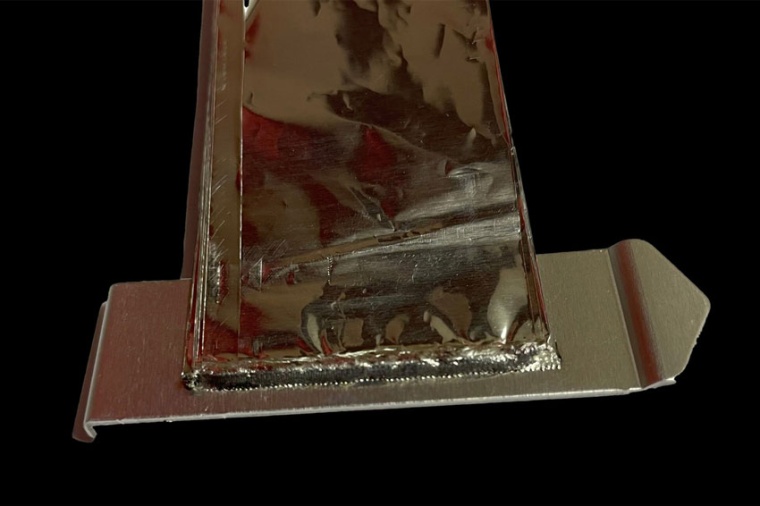 Example of foil stack with more than 120 aluminum foils for a prismatic battery...
