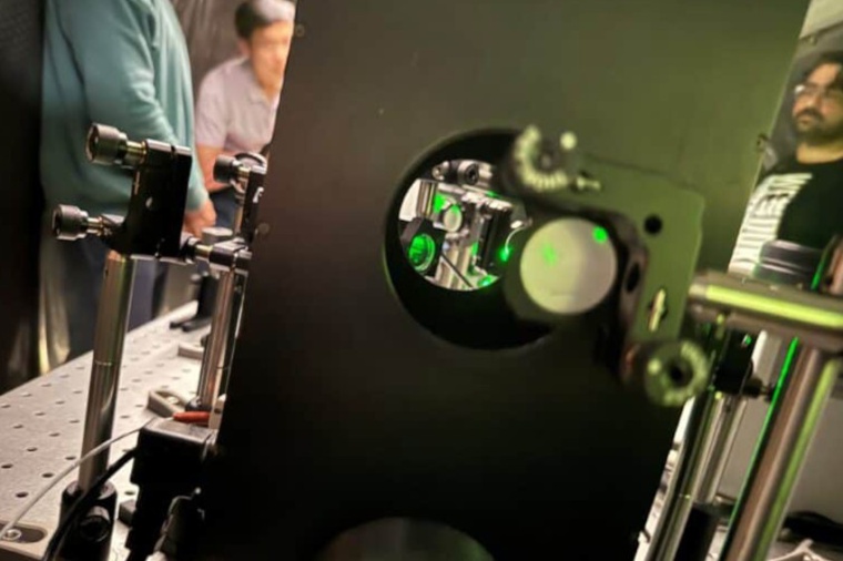 The black, rectangular box where turbulence was created for laser light to pass...