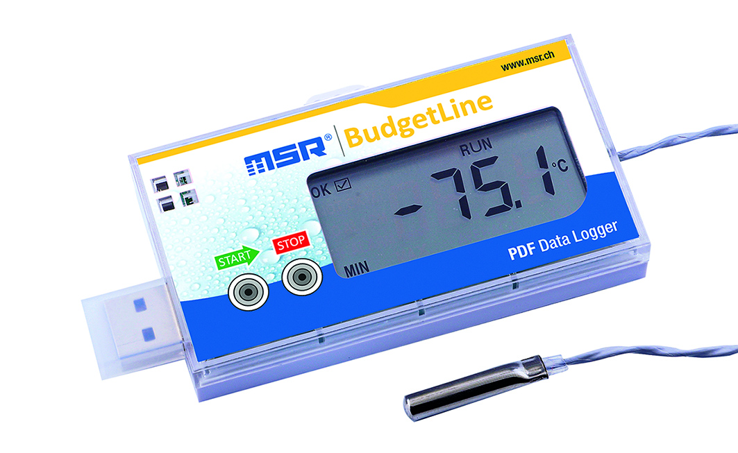 Datenlogger MSR86 mit externem Temperatursensor (Bild: MST Electronics)